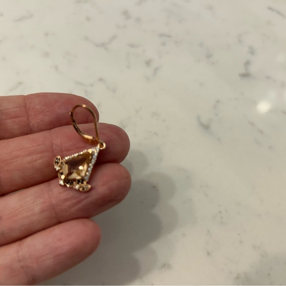 Real Rose gold earrings w/ lab made peach morganite gemstone 💎 - Picture 4 of 4